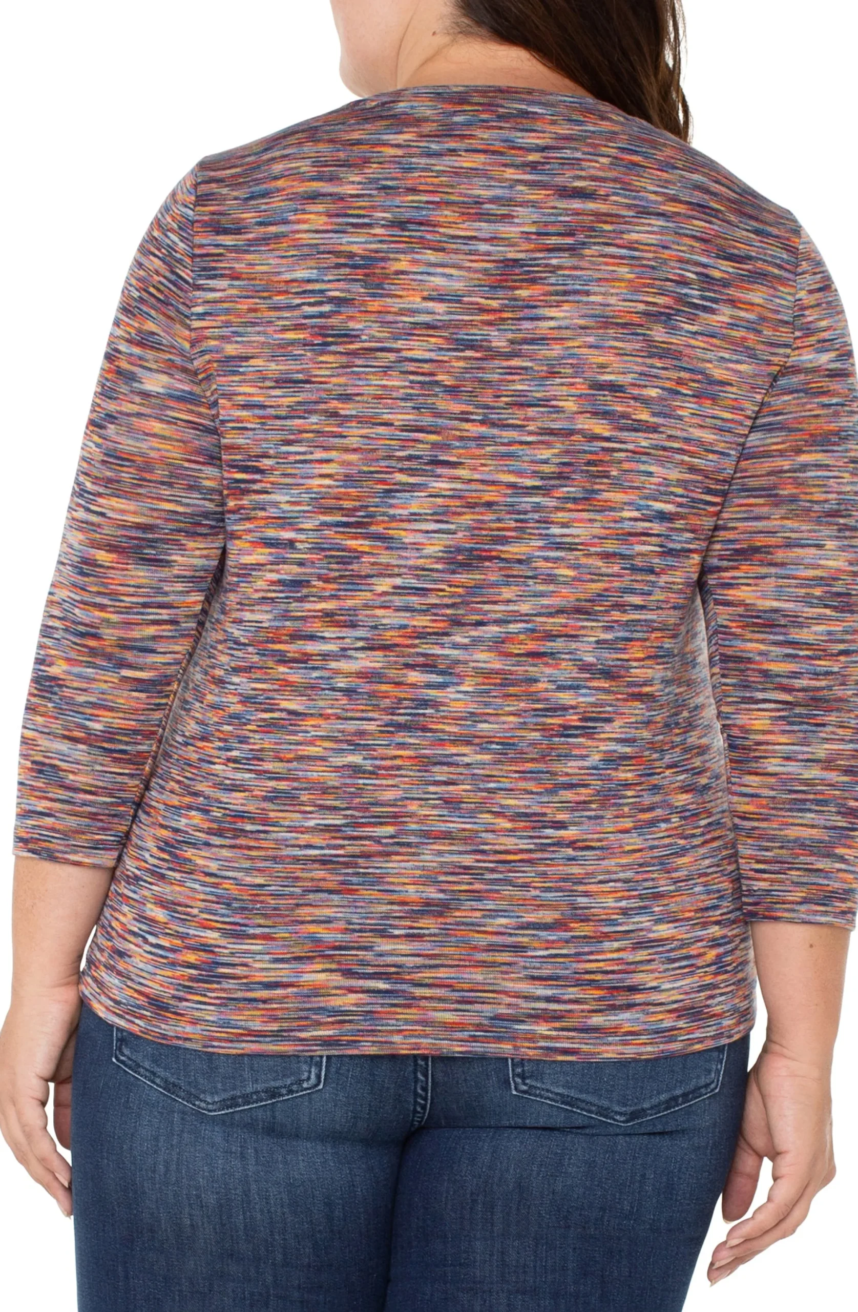 Liverpool Los Angeles Tops-3/4 SLEEVE KNIT TOP WITH ASYMMETRIC TIE DETAIL Carnelianmulti
