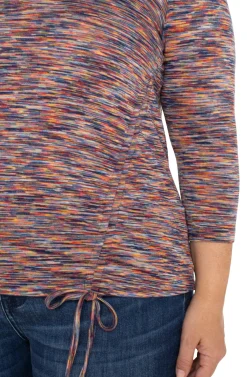 Liverpool Los Angeles Tops-3/4 SLEEVE KNIT TOP WITH ASYMMETRIC TIE DETAIL Carnelianmulti