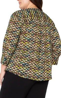 Liverpool Los Angeles Tops-3/4 SLEEVE POPOVER WOVEN BLOUSE Tourmalinemulti