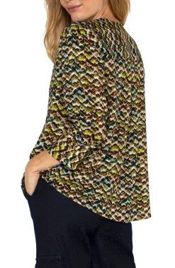 Liverpool Los Angeles Tops-3/4 SLEEVE POPOVER WOVEN BLOUSE Tourmalinemulti