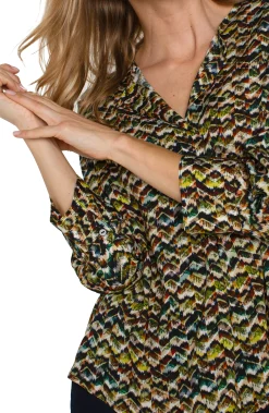 Liverpool Los Angeles Tops-3/4 SLEEVE POPOVER WOVEN BLOUSE Tourmalinemulti