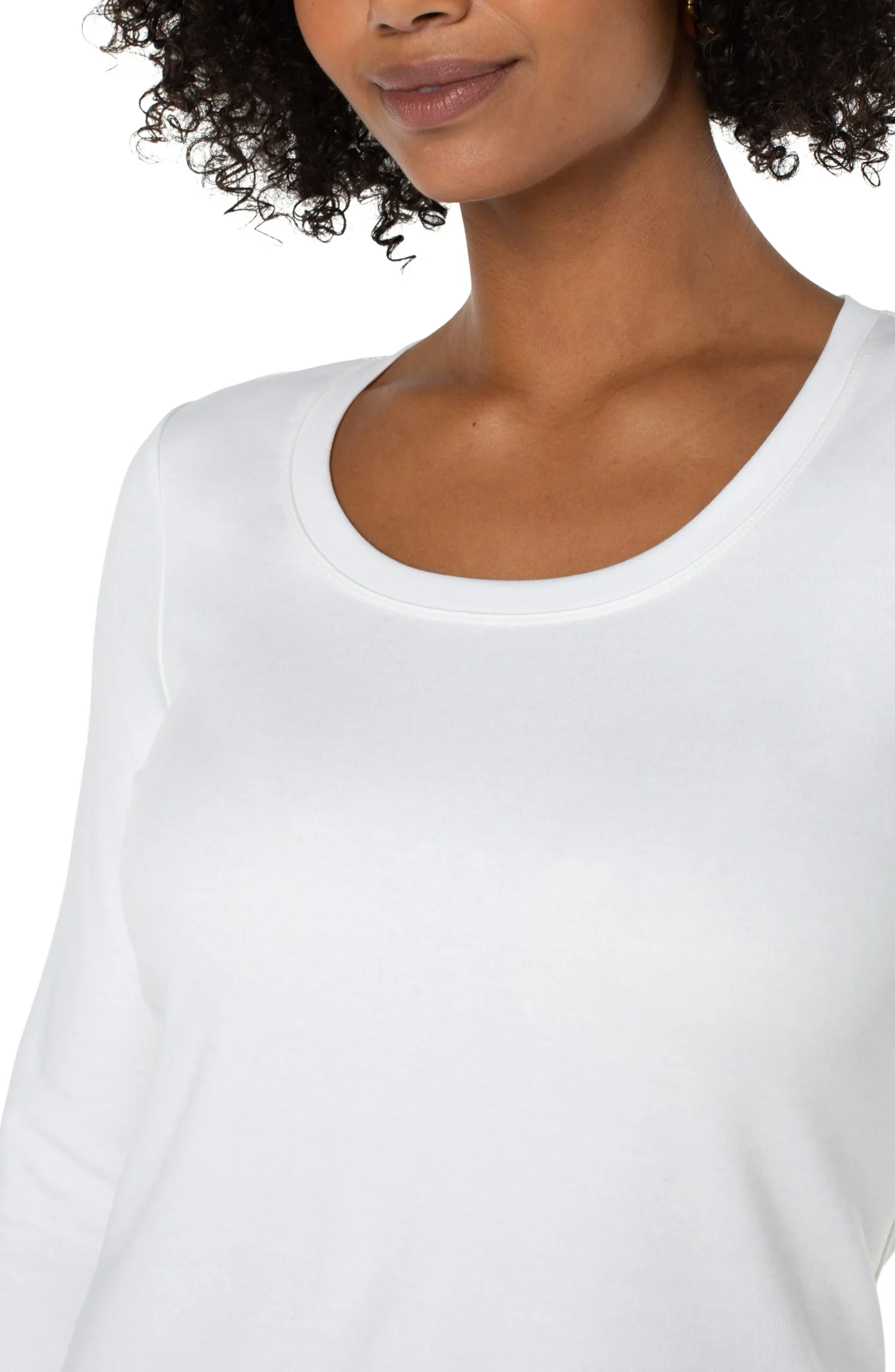 Liverpool Los Angeles Tees-3/4 SLEEVE SCOOP NECK KNIT TEE White