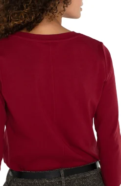 Liverpool Los Angeles Tees-3/4 SLEEVE SCOOP NECK KNIT TEE Pinotnoir