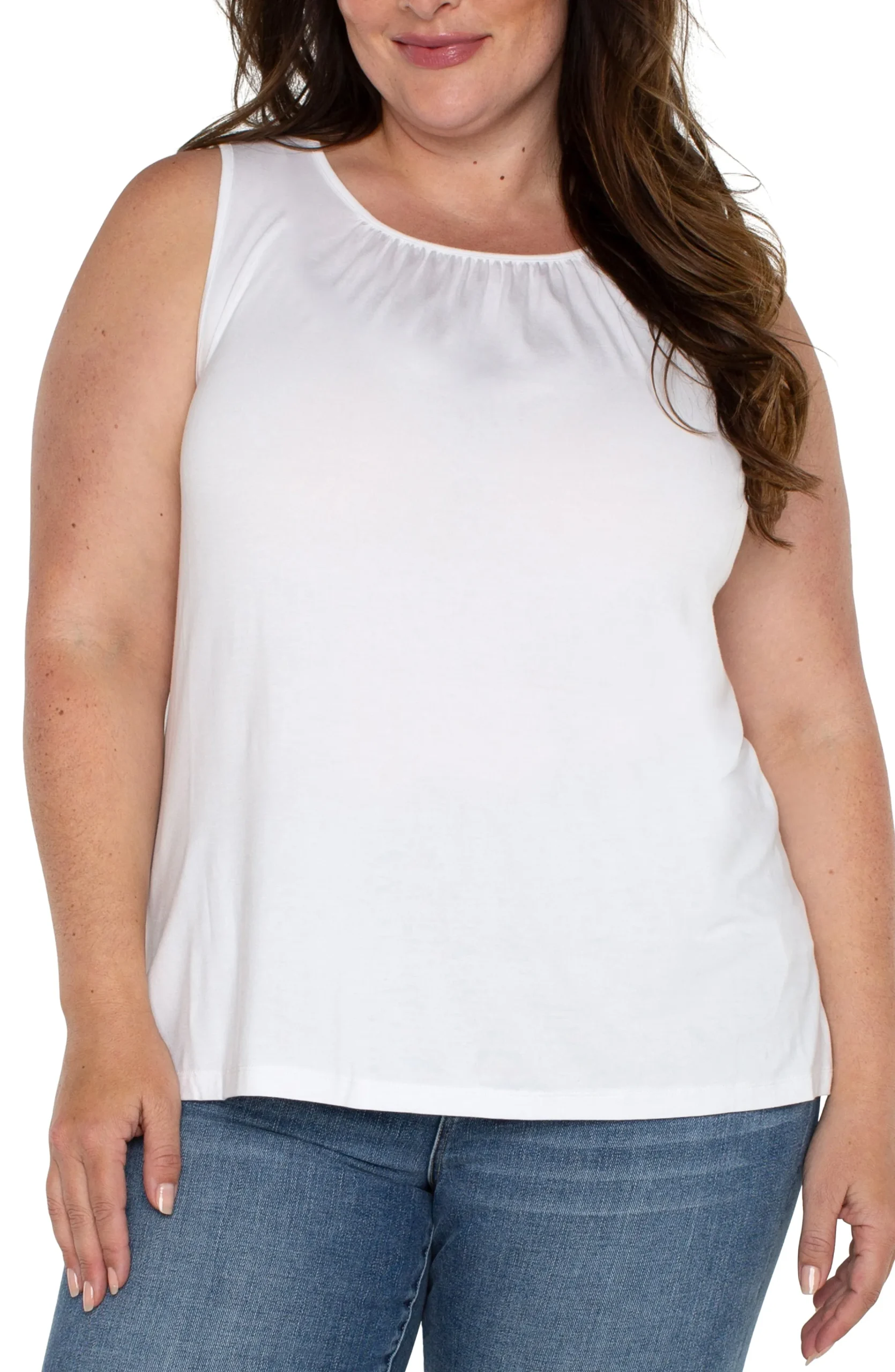 Liverpool Los Angeles Tops-A-LINE SLEEVELESS KNIT TOP White