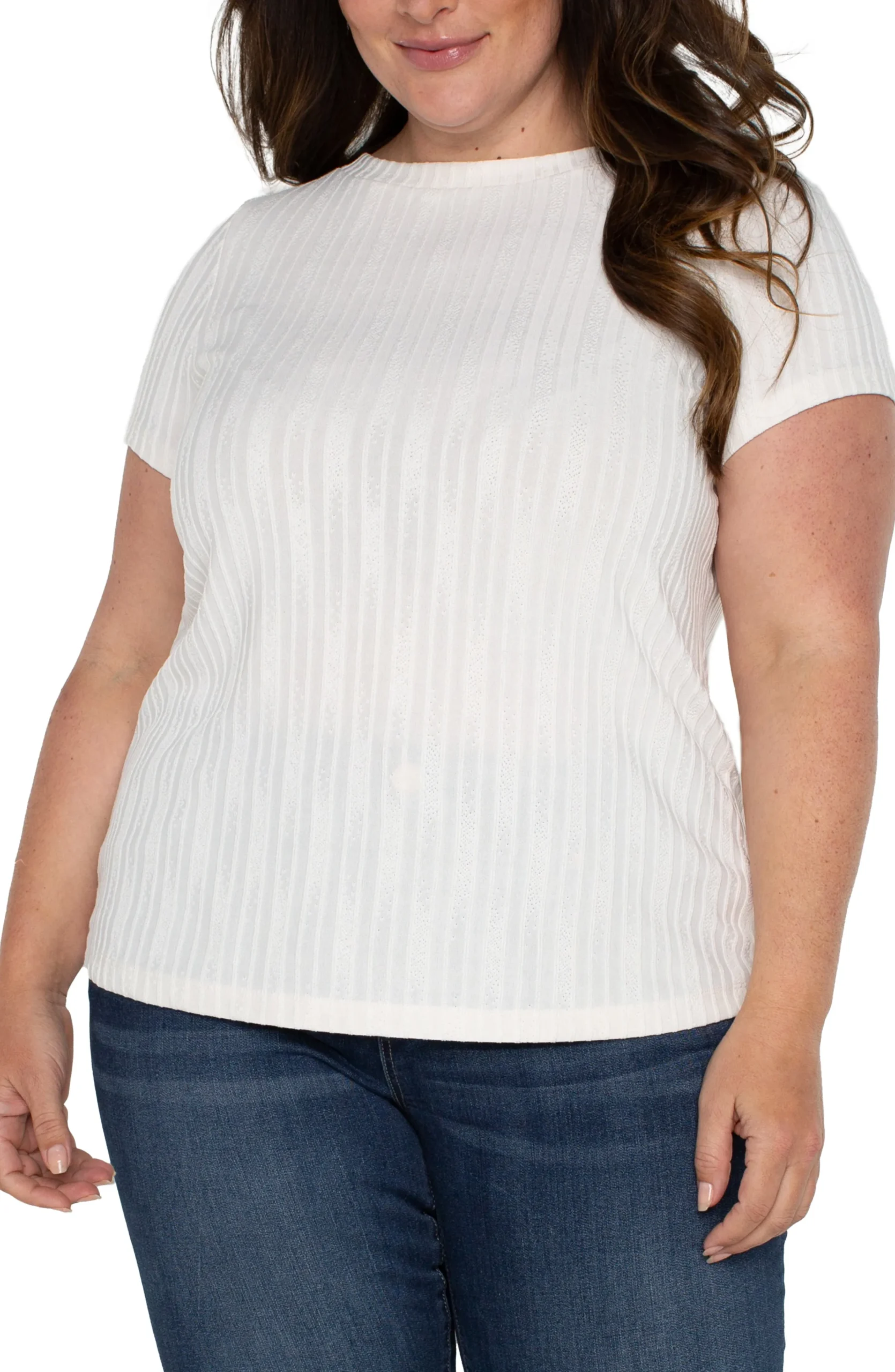 Liverpool Los Angeles Tops-BOAT NECK BABY TEE Frenchcream