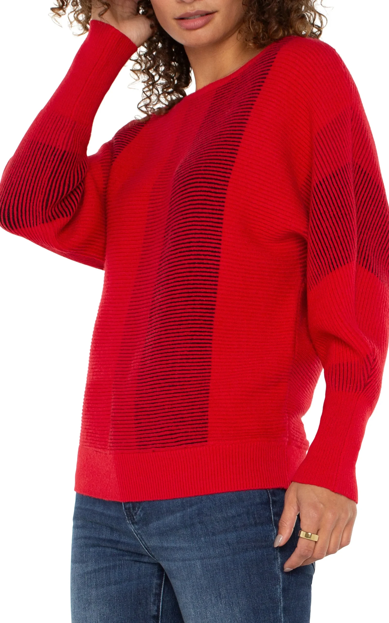 Liverpool Los Angeles Sweaters-BOAT NECK DOLMAN SWEATER Tangoredmulti