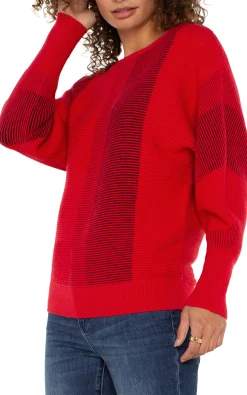 Liverpool Los Angeles Sweaters-BOAT NECK DOLMAN SWEATER Tangoredmulti