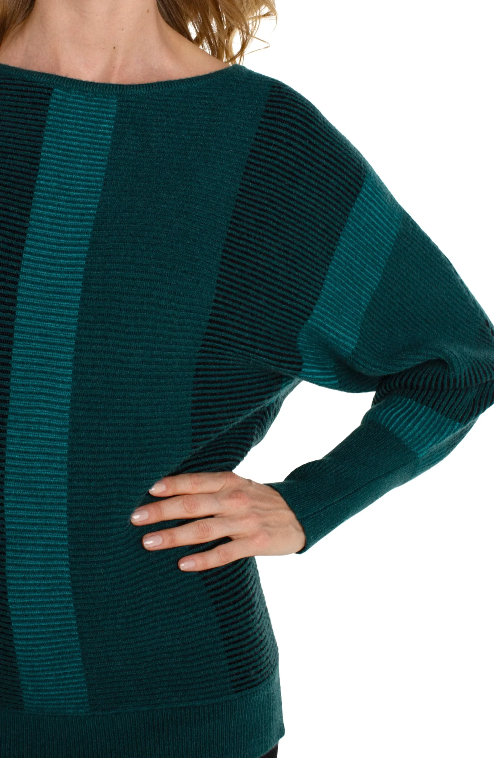 Liverpool Los Angeles Sweaters-BOAT NECK DOLMAN SWEATER Malachitemulti