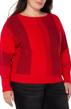 Liverpool Los Angeles Tops-BOAT NECK DOLMAN SWEATER Tangoredmulti