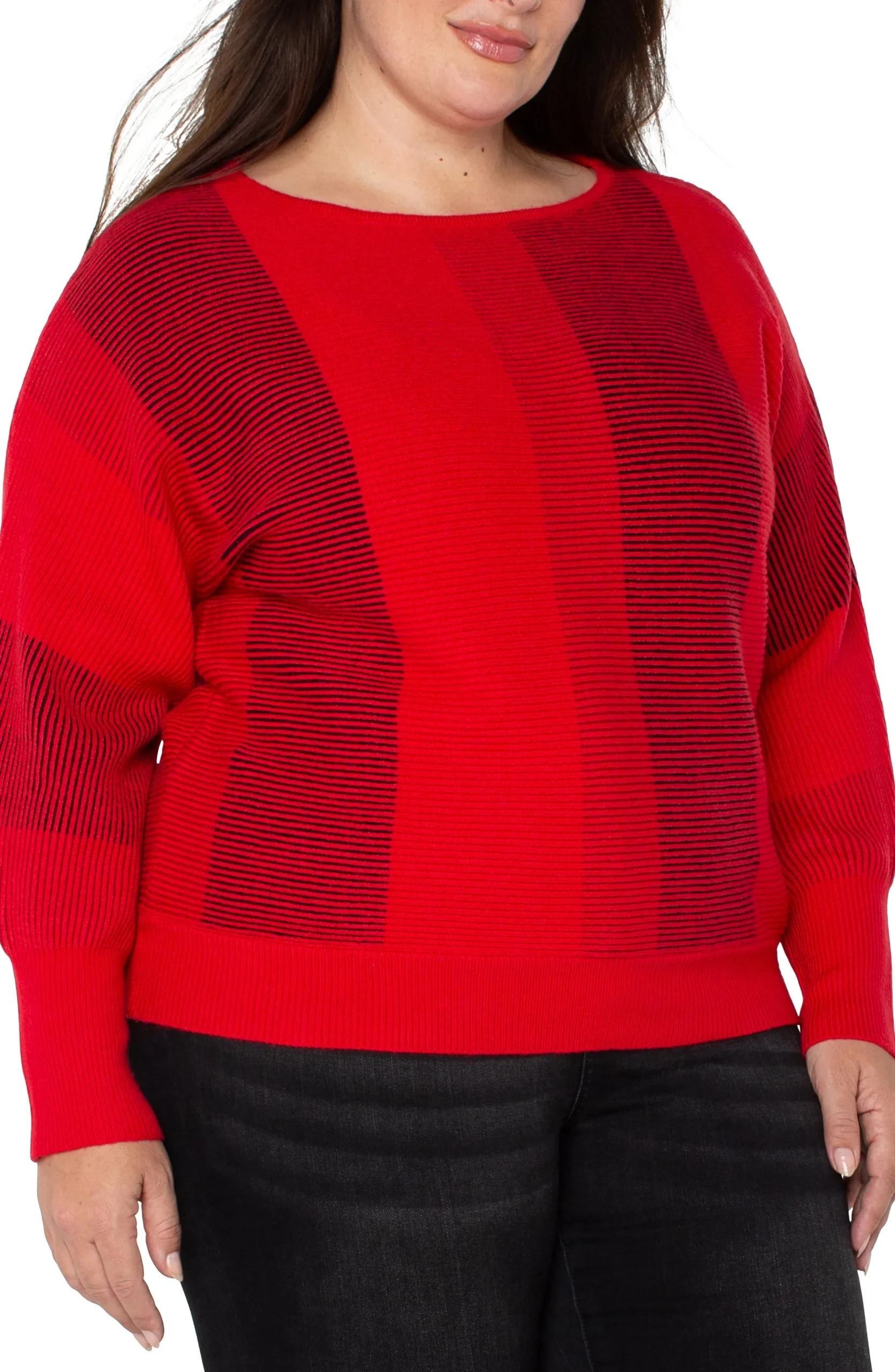 Liverpool Los Angeles Tops-BOAT NECK DOLMAN SWEATER Tangoredmulti