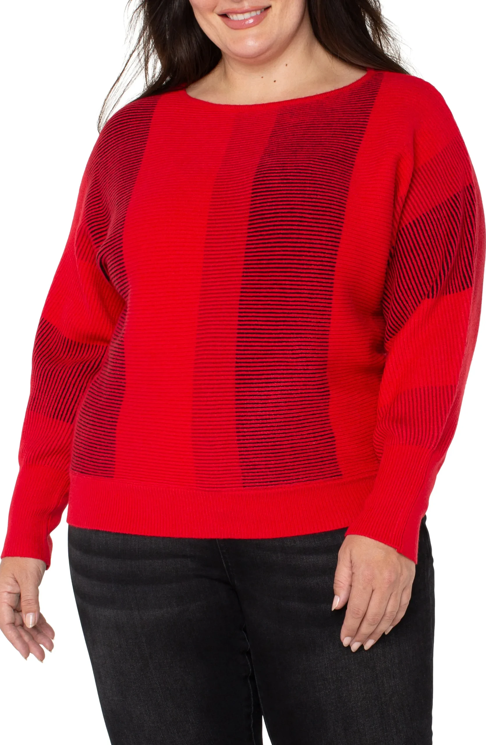 Liverpool Los Angeles Tops-BOAT NECK DOLMAN SWEATER Tangoredmulti