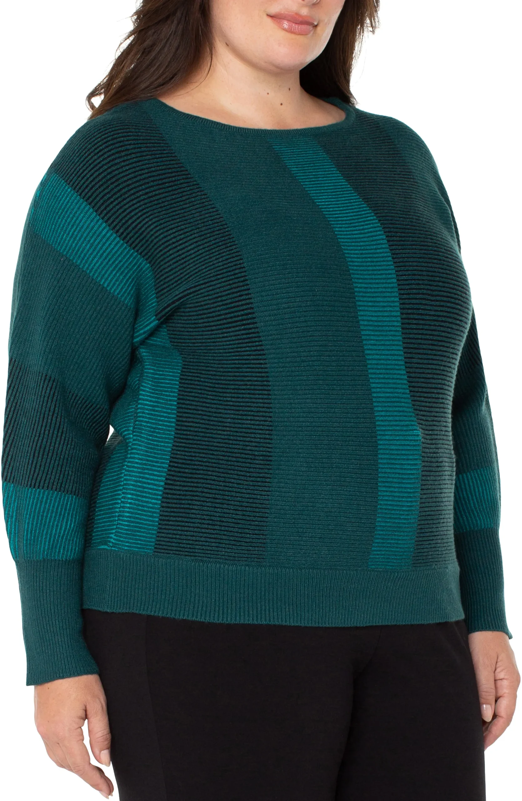 Liverpool Los Angeles Tops-BOAT NECK DOLMAN SWEATER Malachitemulti