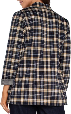 Liverpool Los Angeles Jackets-BOYFRIEND BLAZER Darknavytartanplaid