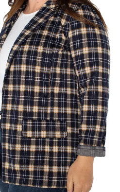 Liverpool Los Angeles Jackets-BOYFRIEND BLAZER Darknavytartanplaid