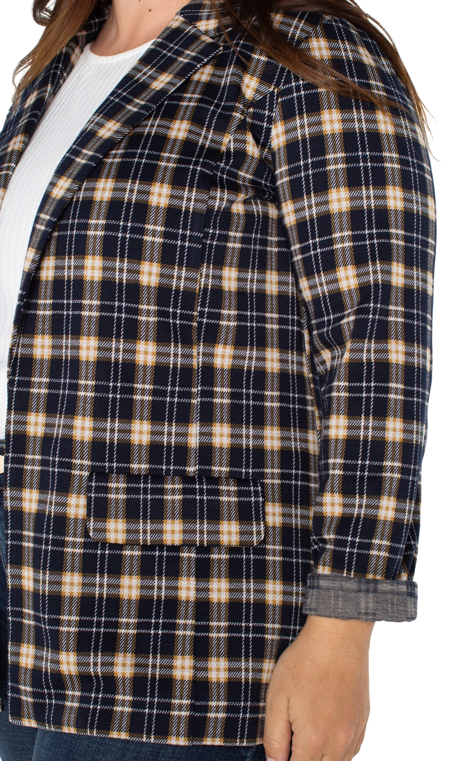 Liverpool Los Angeles Jackets-BOYFRIEND BLAZER Darknavytartanplaid