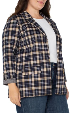 Liverpool Los Angeles Jackets-BOYFRIEND BLAZER Darknavytartanplaid
