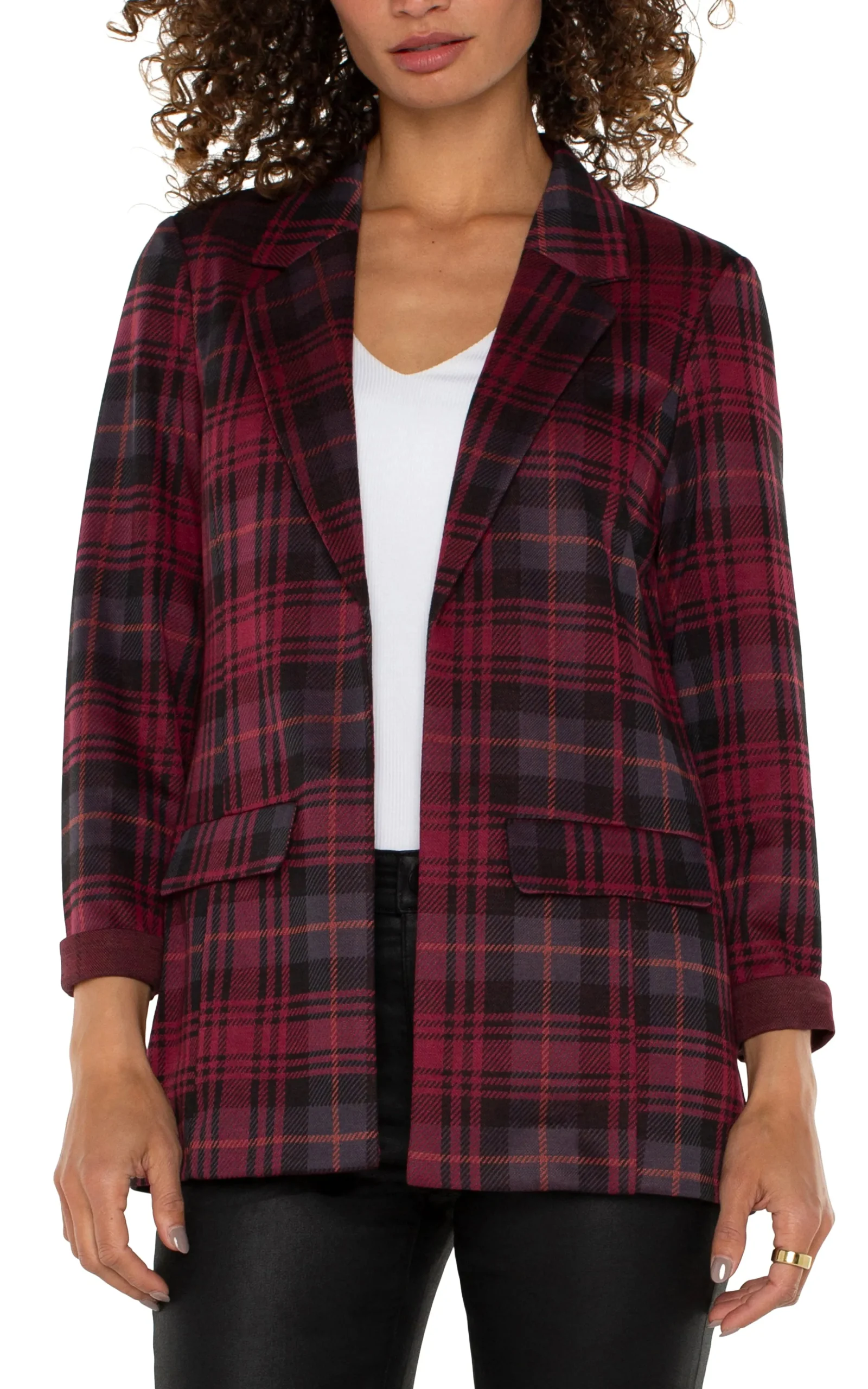 Liverpool Los Angeles Jackets-BOYFRIEND BLAZER Blackberrytartanplaid