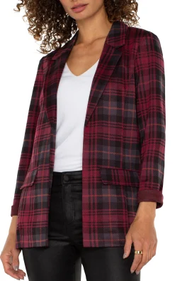 Liverpool Los Angeles Jackets-BOYFRIEND BLAZER Blackberrytartanplaid