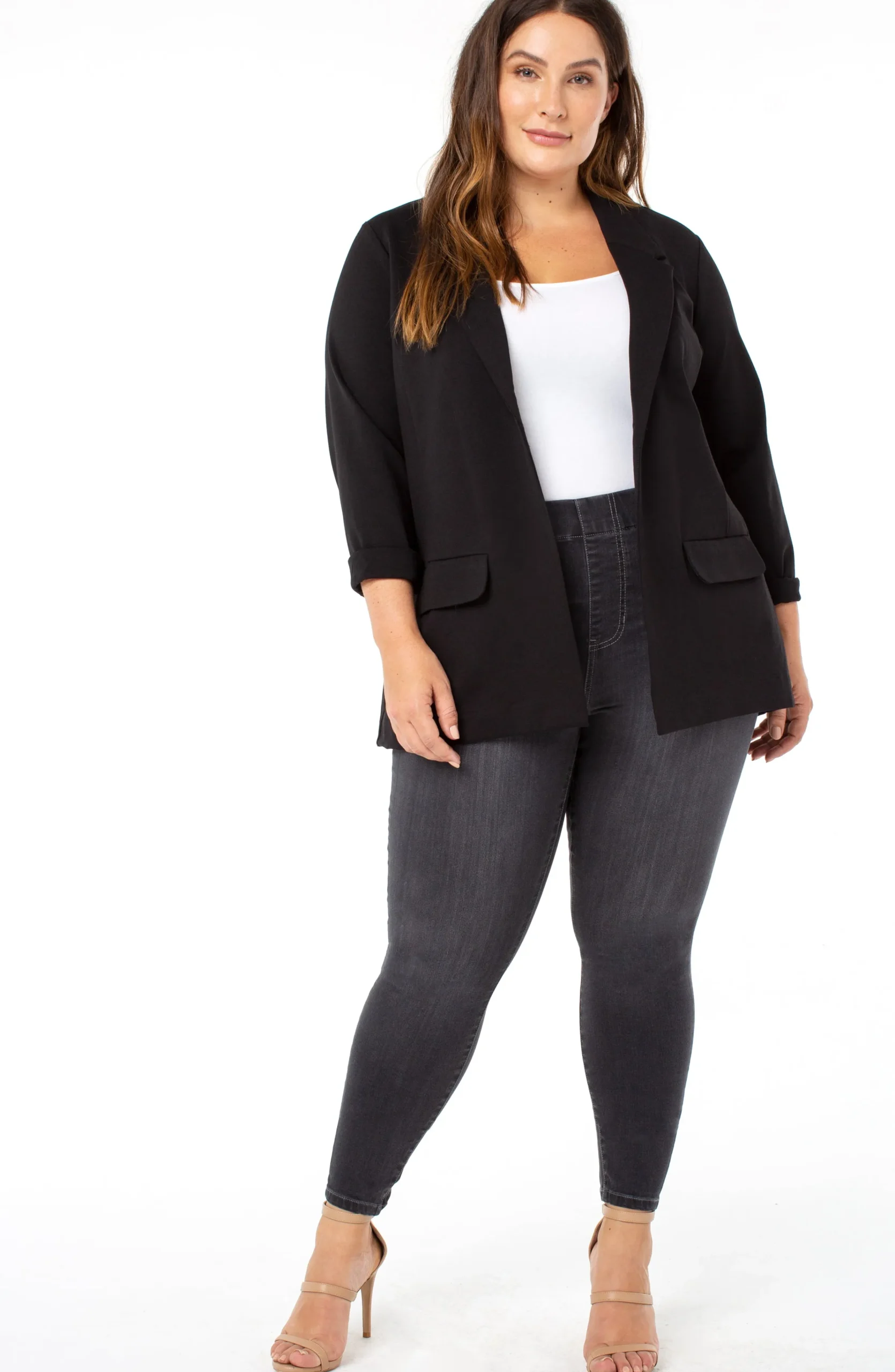 Liverpool Los Angeles Jackets-BOYFRIEND BLAZER WITH PRINCESS DART SUPER STRETCH Black