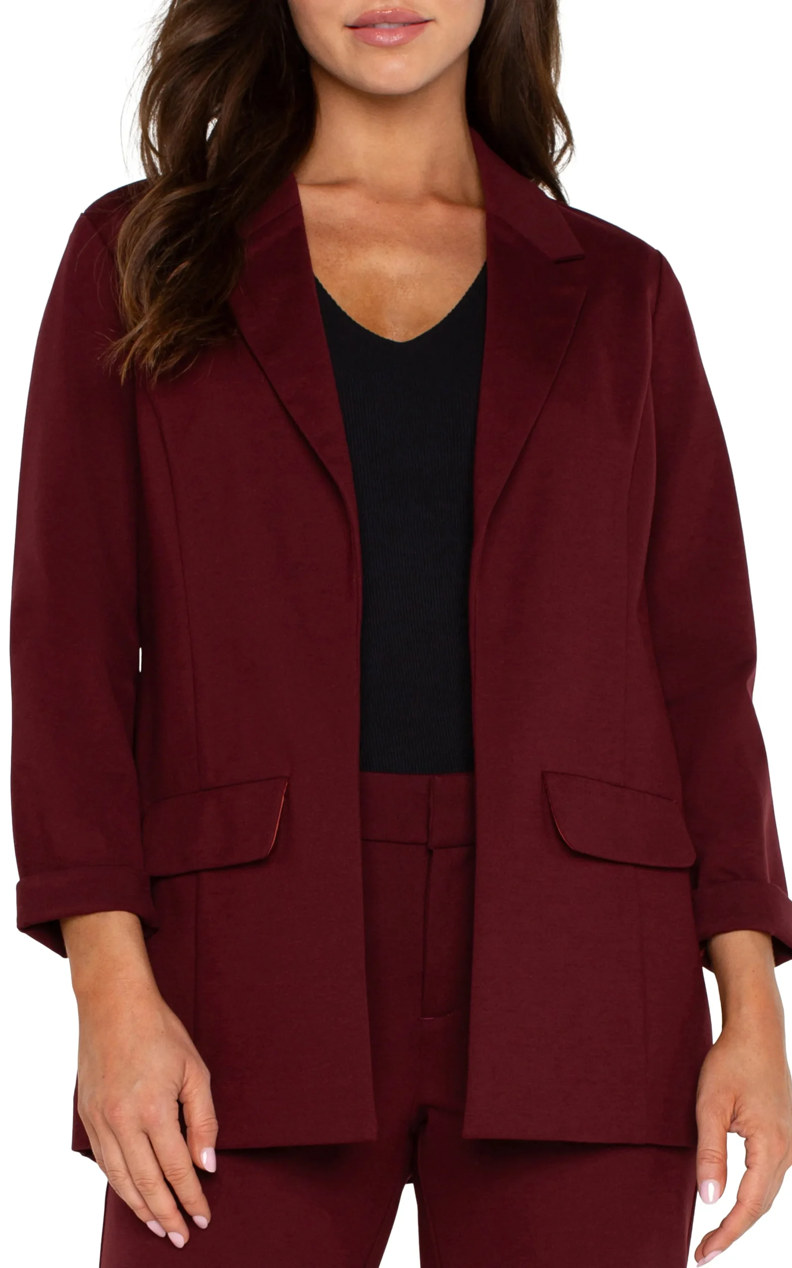Liverpool Los Angeles Jackets-BOYFRIEND BLAZER WITH PRINCESS DARTS Bordeaux