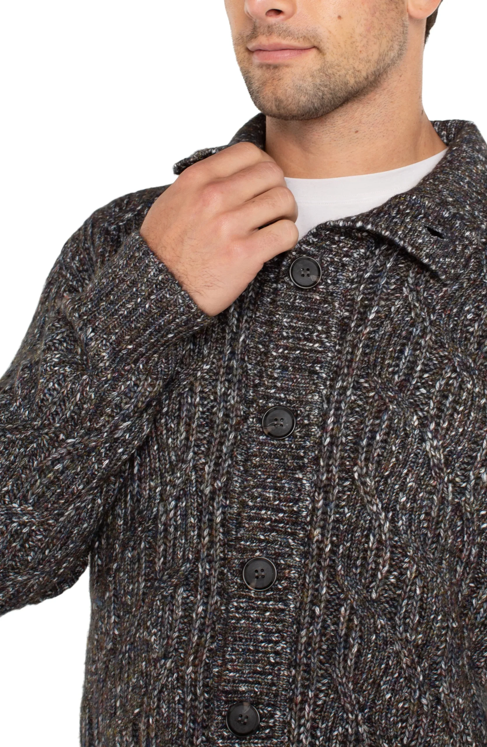 Liverpool Los Angeles Sweaters-BUTTON CARDIGAN SWEATER Olivemulti