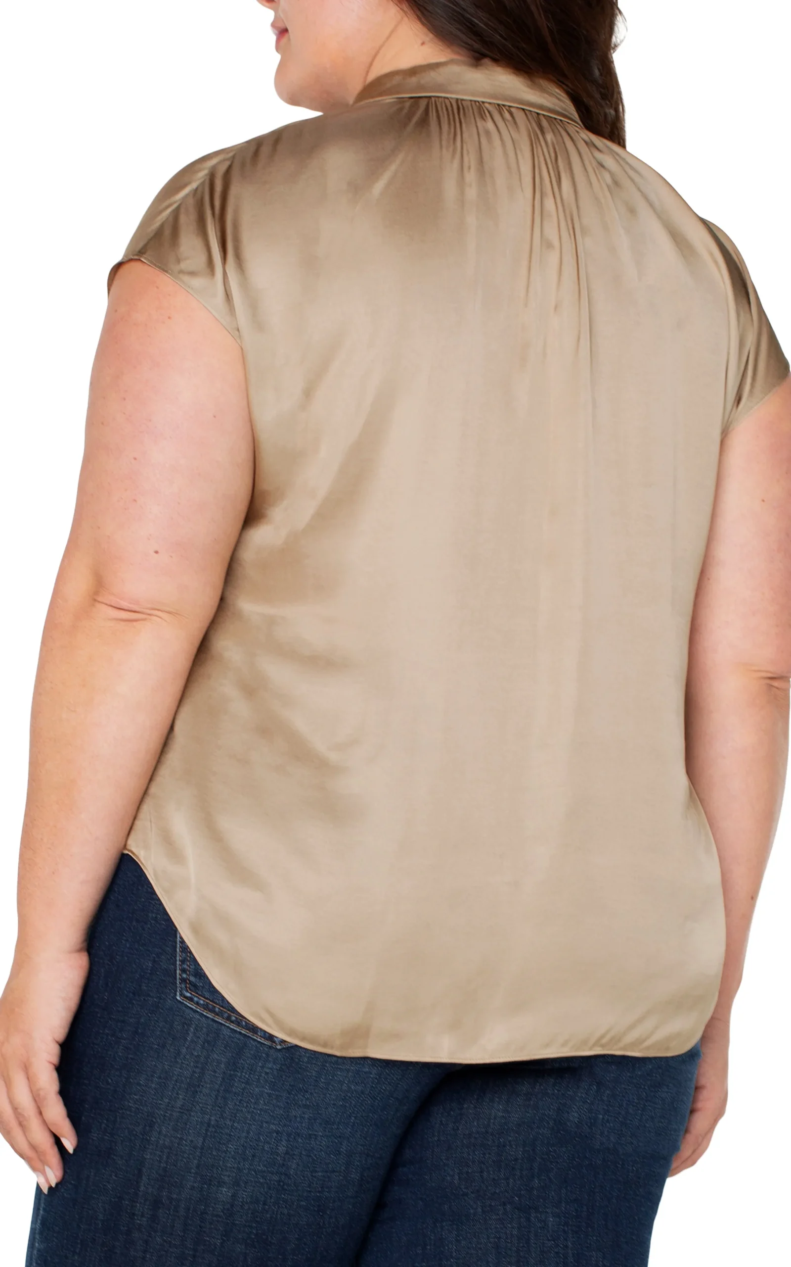 Liverpool Los Angeles Tops-BUTTON FRONT DOLMAN SLEEVE BLOUSE Champagne