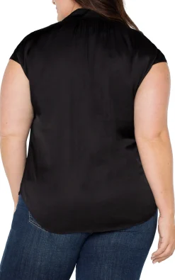 Liverpool Los Angeles Tops-BUTTON FRONT DOLMAN SLEEVE BLOUSE Black