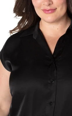 Liverpool Los Angeles Tops-BUTTON FRONT DOLMAN SLEEVE BLOUSE Black