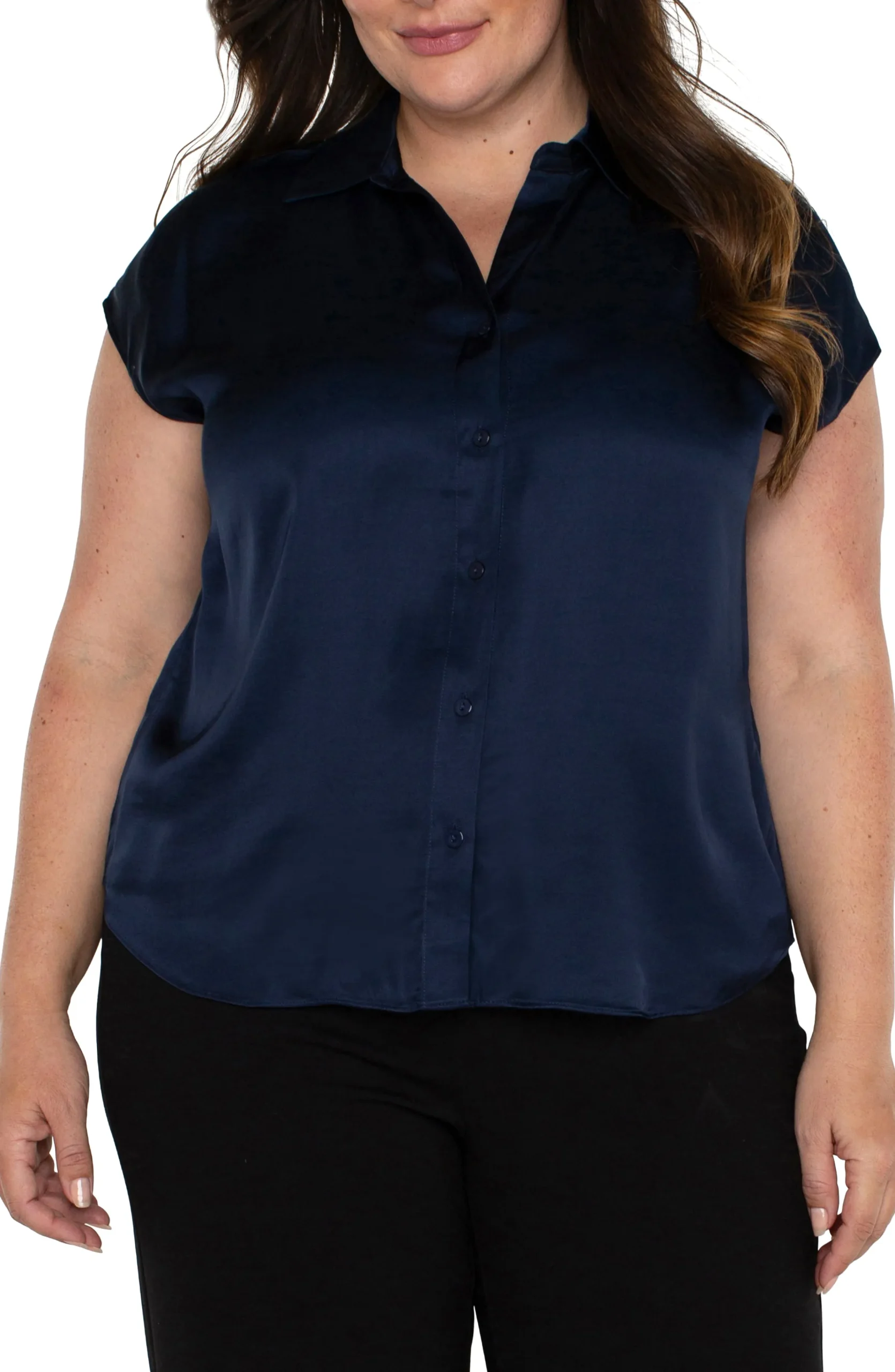 Liverpool Los Angeles Tops-BUTTON FRONT DOLMAN SLEEVE BLOUSE Darknavy