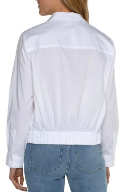Liverpool Los Angeles Tops-BUTTON FRONT SHIRT WITH ELASTIC BACK WAIST White