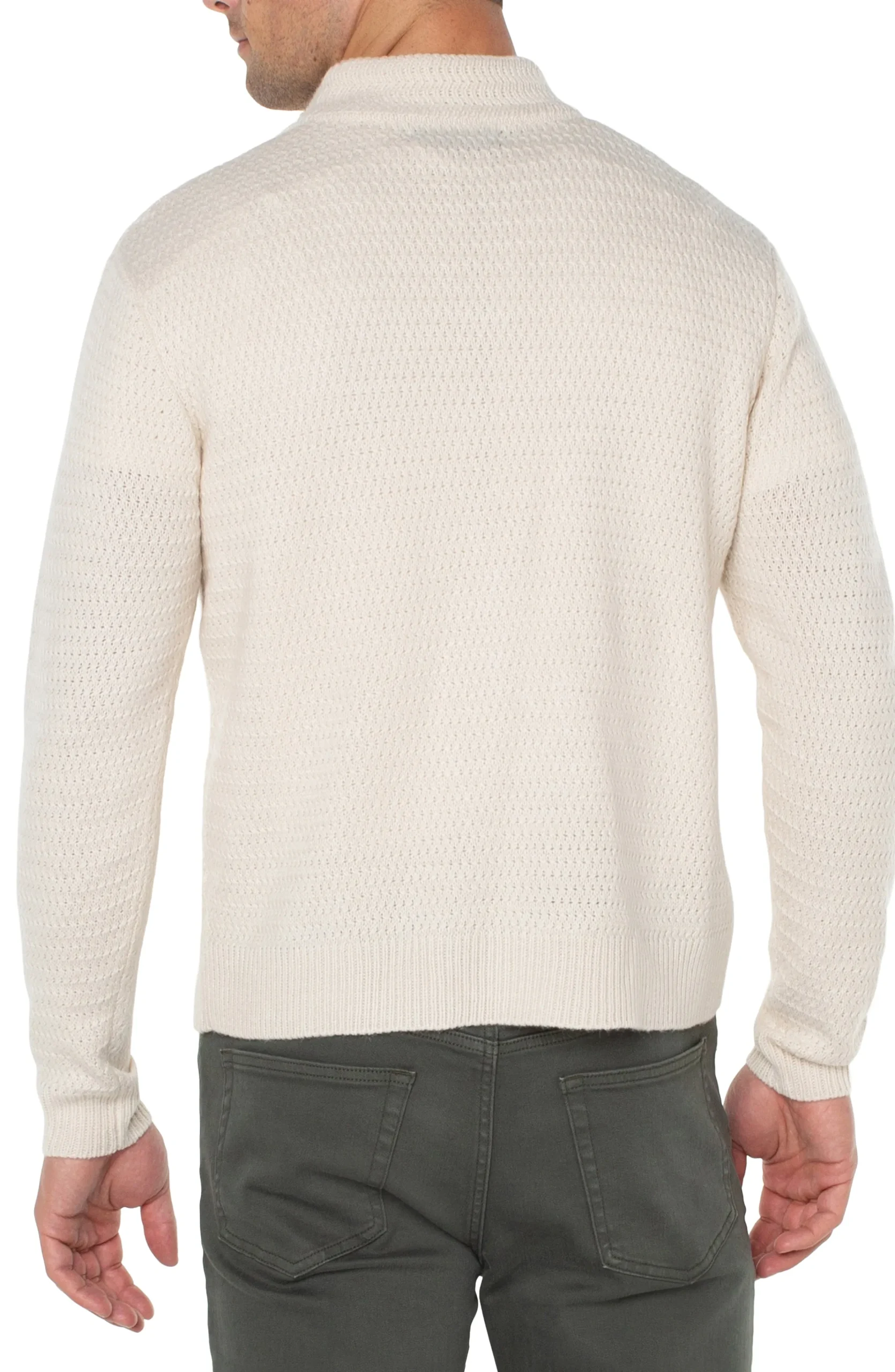 Liverpool Los Angeles Sweaters-BUTTON MOCK NECK SWEATER Cream