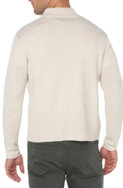Liverpool Los Angeles Sweaters-BUTTON MOCK NECK SWEATER Cream