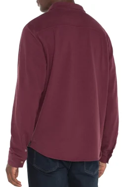 Liverpool Los Angeles Shirts-BUTTON UP LONG SLEEVE SHIRT Wine