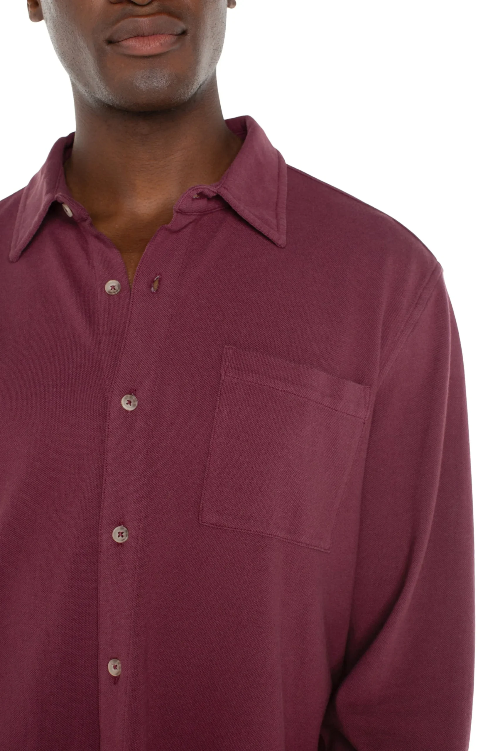 Liverpool Los Angeles Shirts-BUTTON UP LONG SLEEVE SHIRT Wine