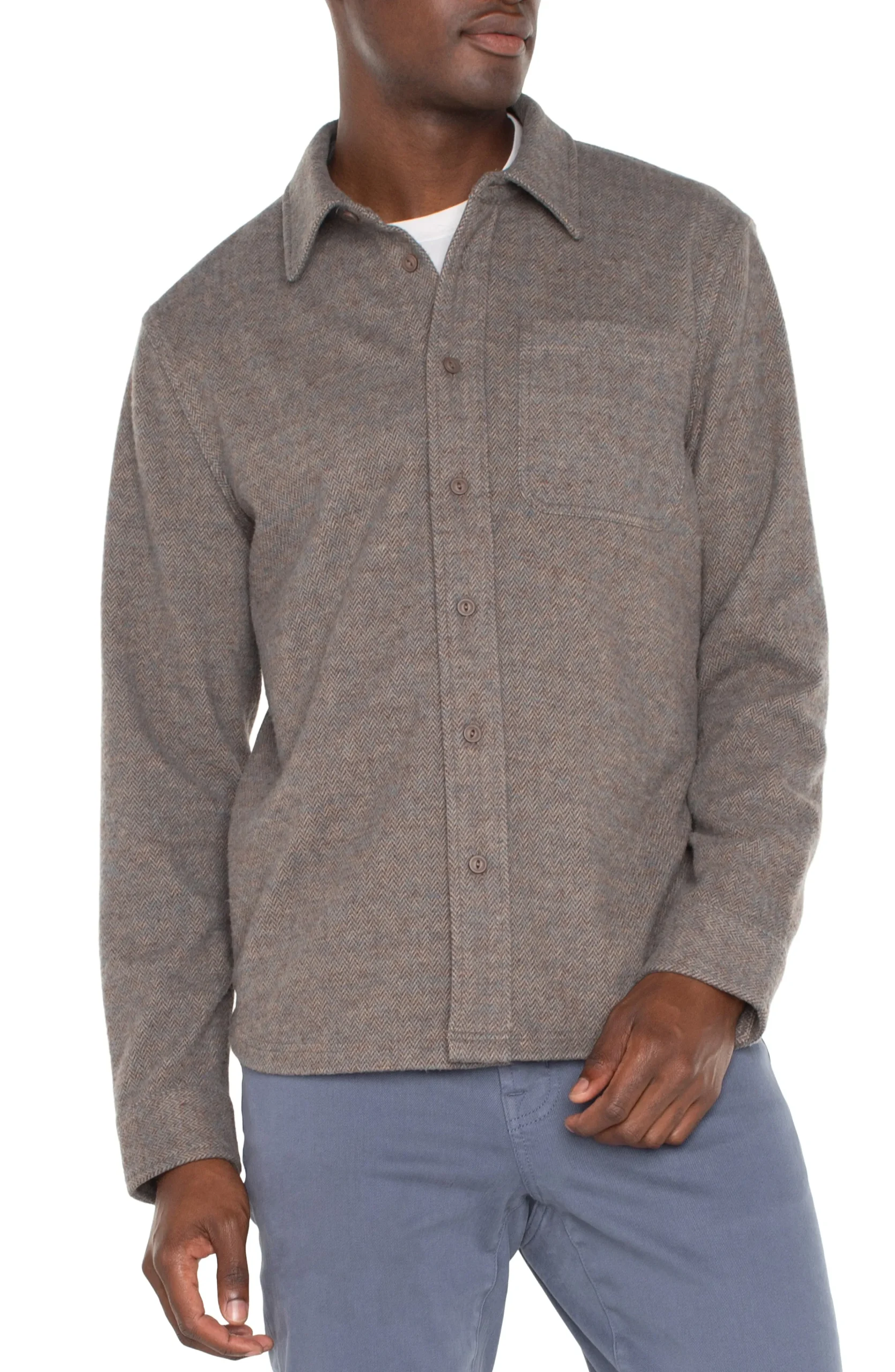 Liverpool Los Angeles Shirts-BUTTON UP LONG SLEEVE SHIRT Taupebluemulti