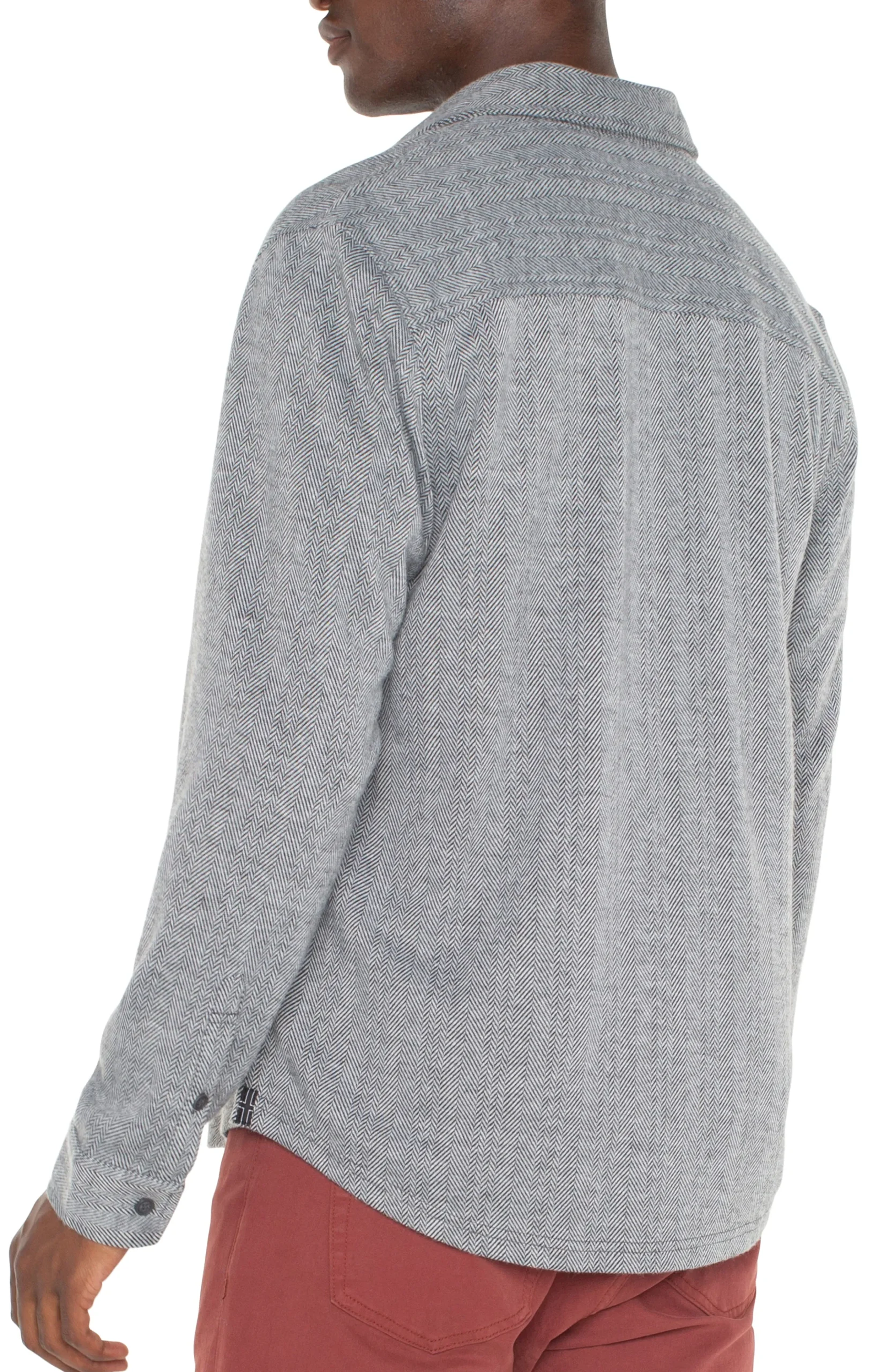 Liverpool Los Angeles Shirts-BUTTON UP LONG SLEEVE SHIRT Greyherringbone