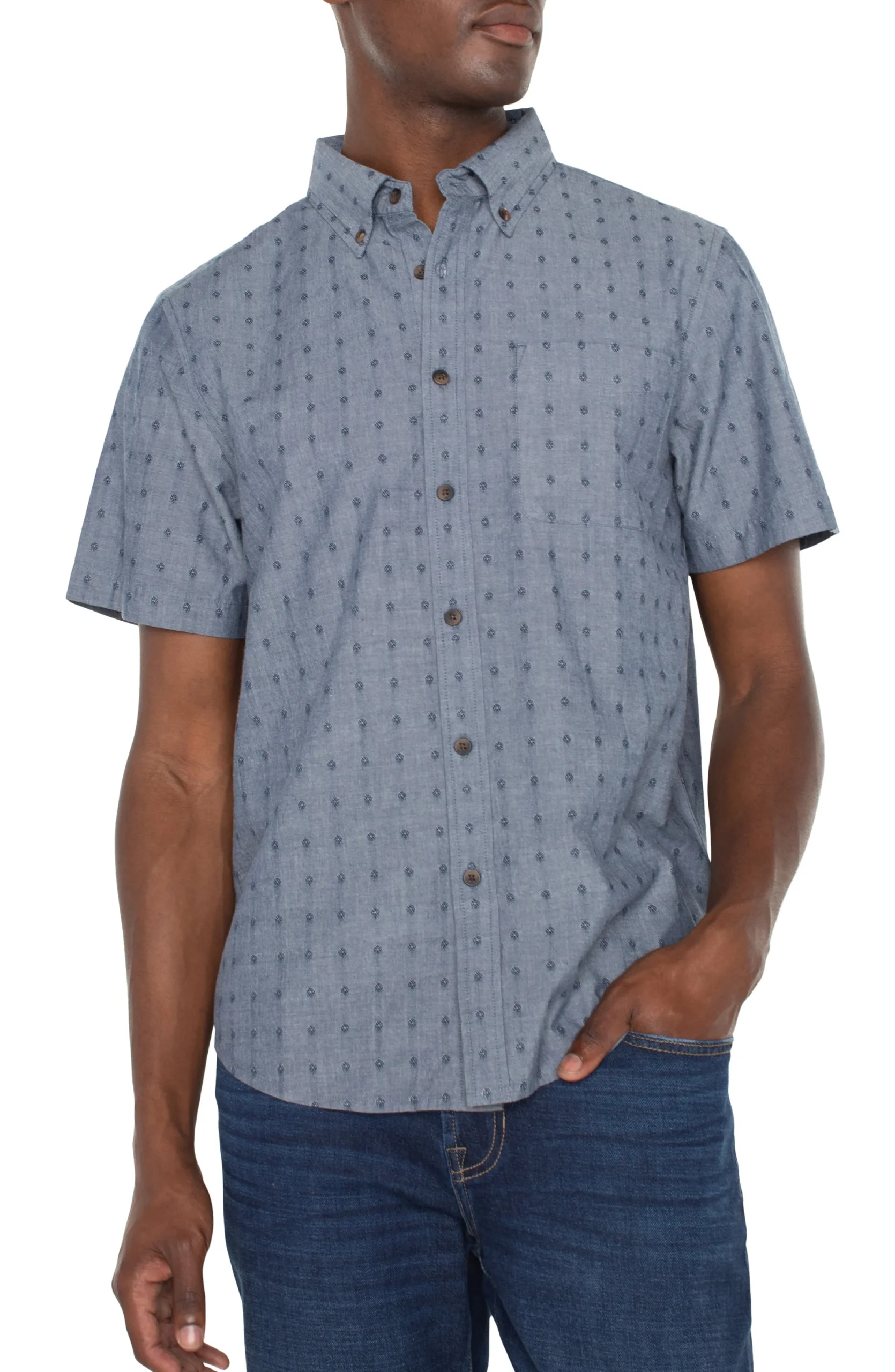 Liverpool Los Angeles Shirts-BUTTON UP SHORT SLEEVE SHIRT Chambraydobby