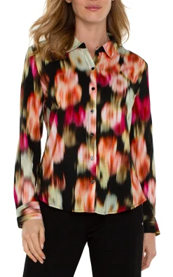 Liverpool Los Angeles Tops-BUTTON UP WOVEN BLOUSE Starrubyfloral