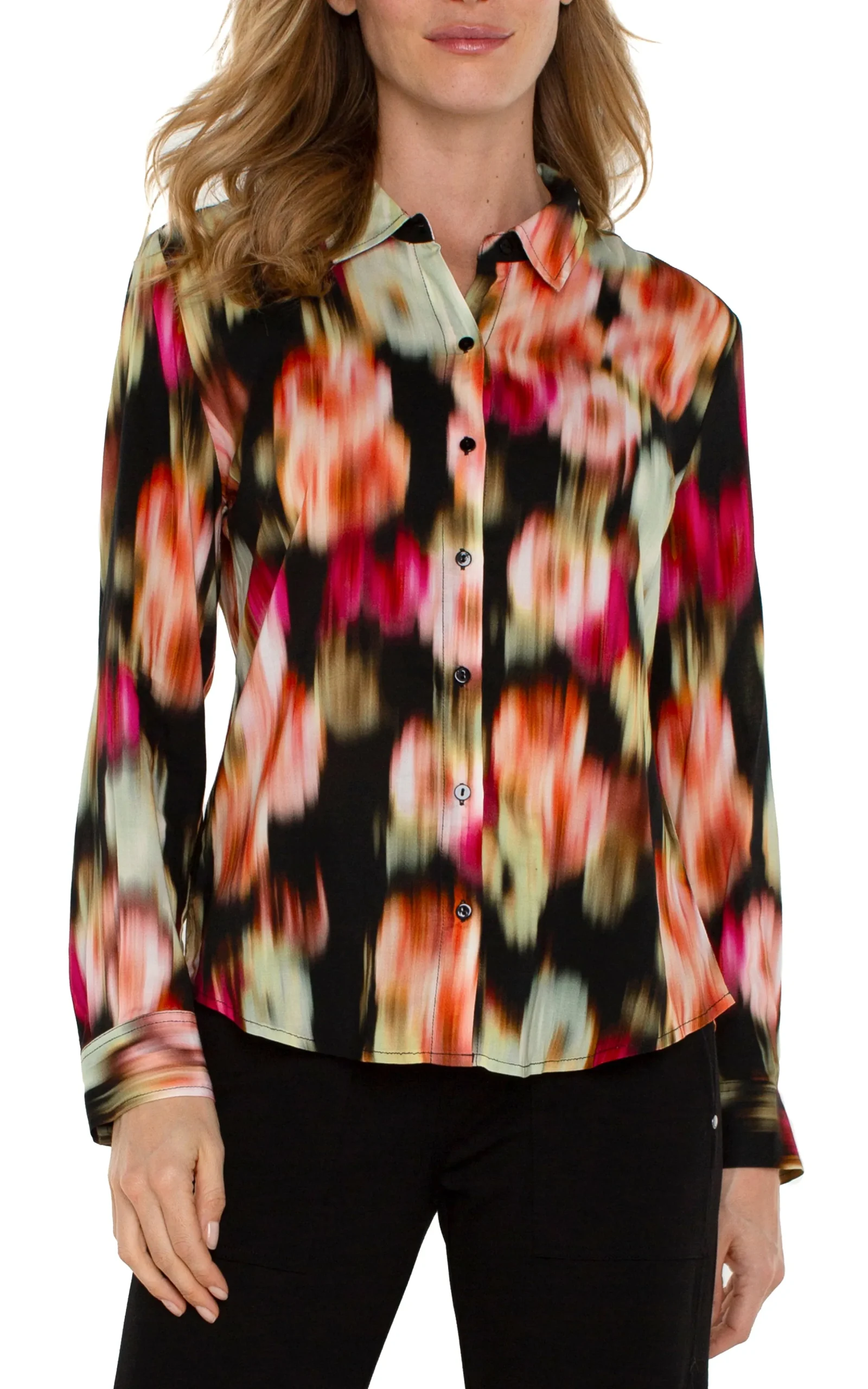 Liverpool Los Angeles Tops-BUTTON UP WOVEN BLOUSE Starrubyfloral