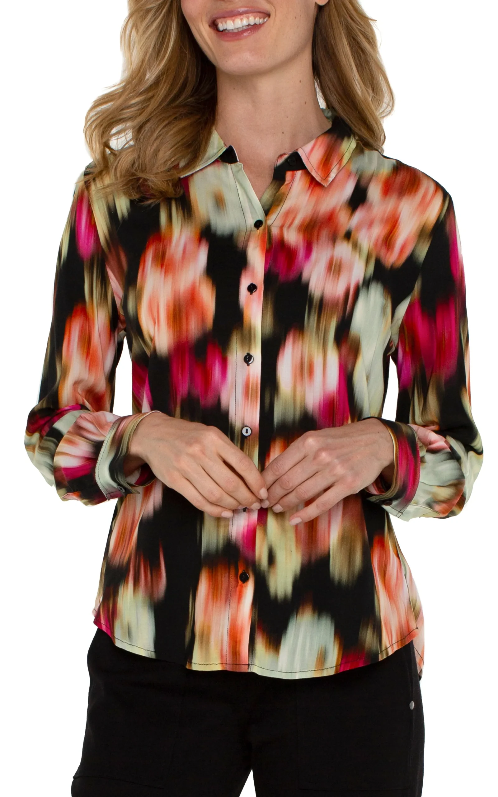 Liverpool Los Angeles Tops-BUTTON UP WOVEN BLOUSE Starrubyfloral
