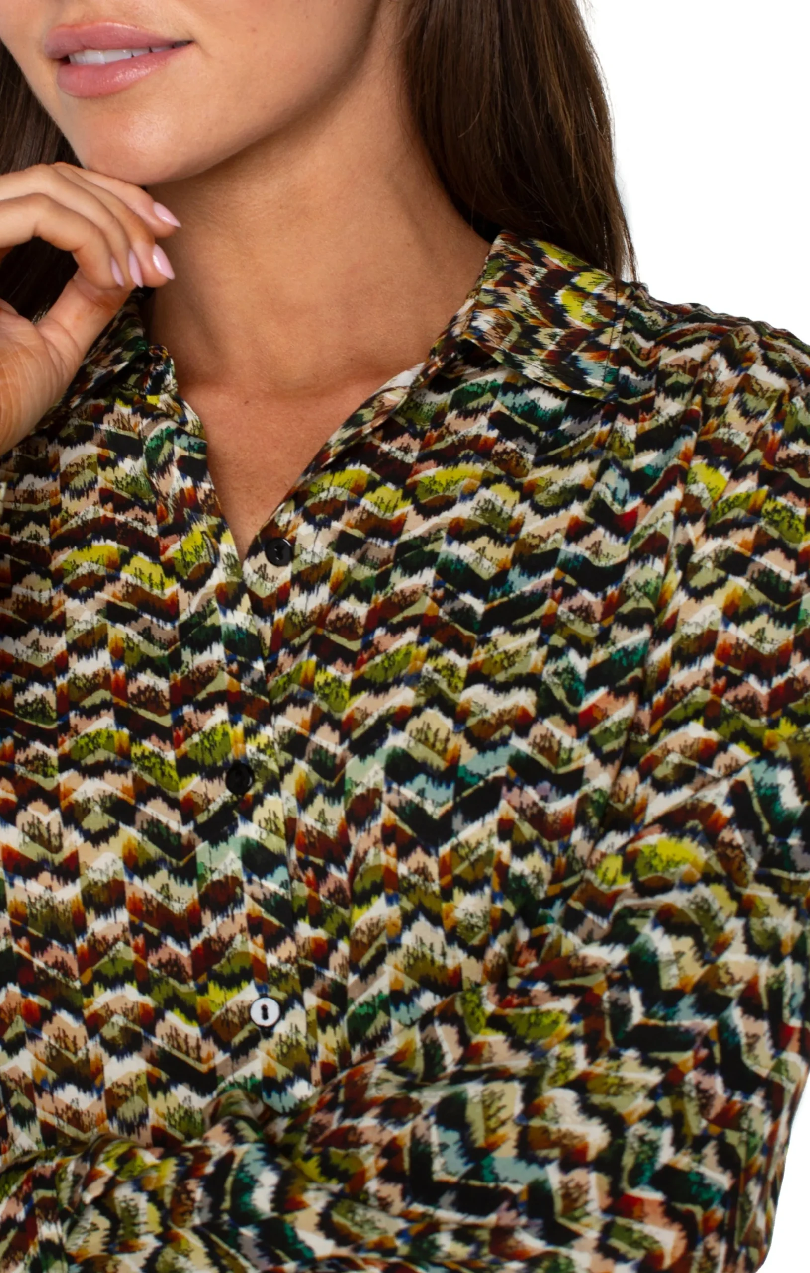 Liverpool Los Angeles Tops-BUTTON UP WOVEN BLOUSE Tourmalinemulti