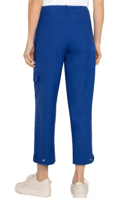 Liverpool Los Angeles Pants|Utility Pants-CARGO CROP WITH TAB HEM Bluetopaz