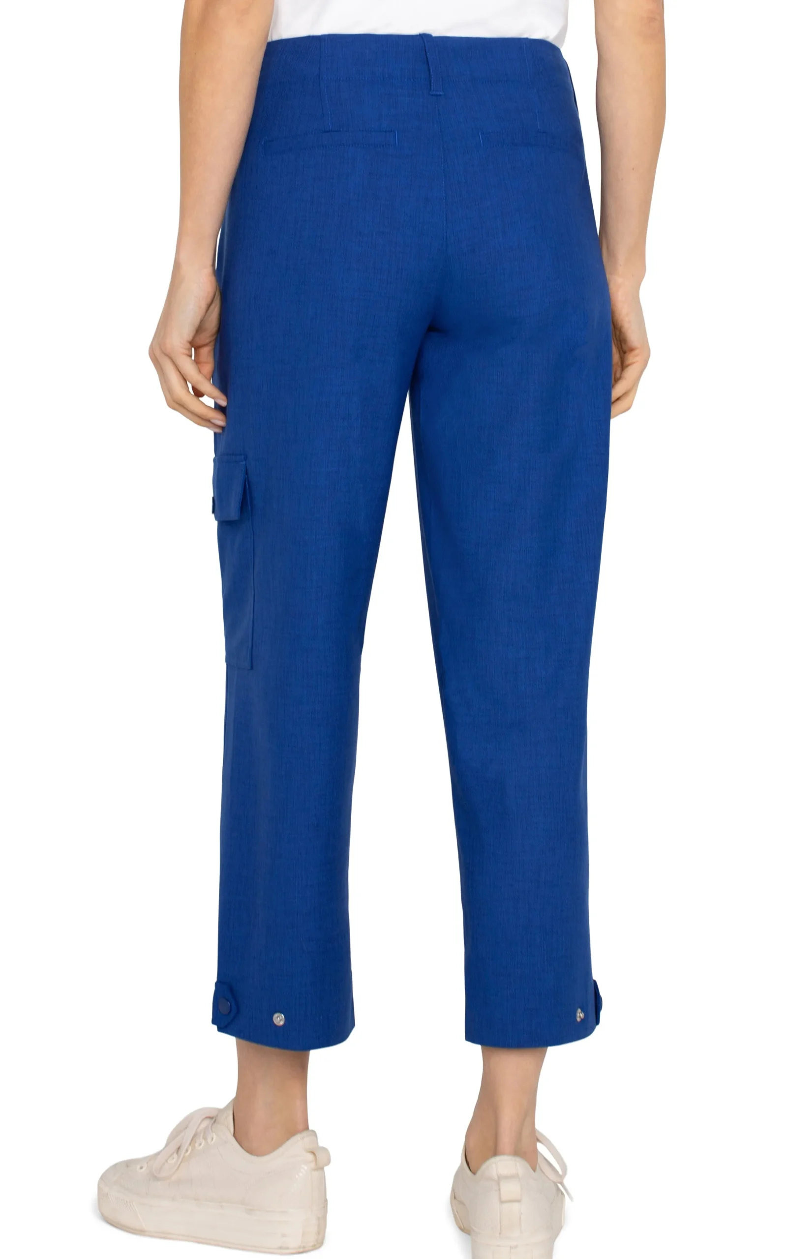 Liverpool Los Angeles Pants|Utility Pants-CARGO CROP WITH TAB HEM Bluetopaz