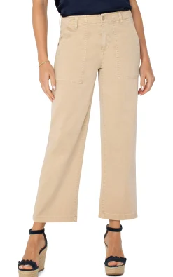 Liverpool Los Angeles Pants|Crops-CARGO WIDE LEG CROP Cappuccino