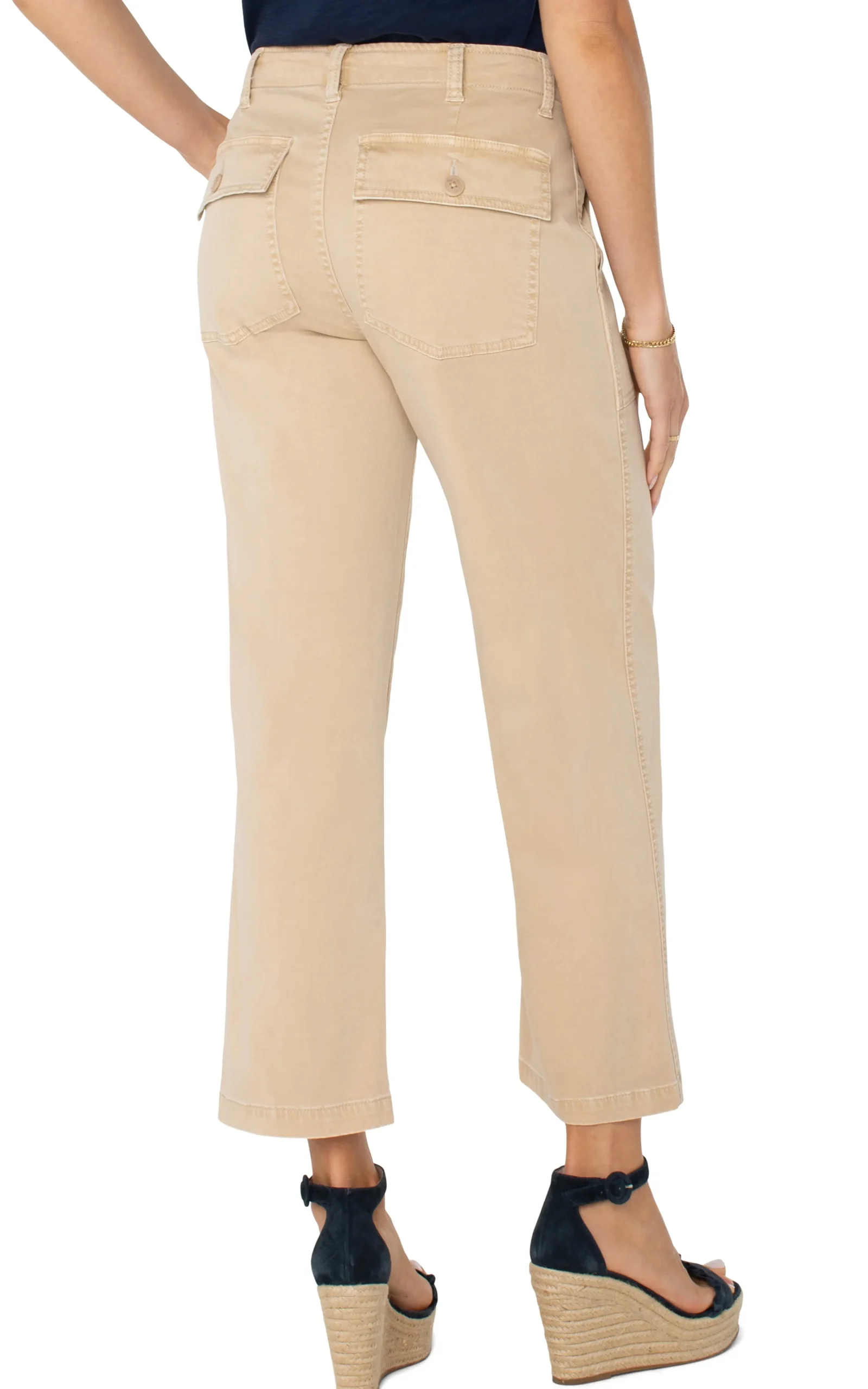 Liverpool Los Angeles Pants|Crops-CARGO WIDE LEG CROP Cappuccino