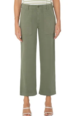 Liverpool Los Angeles Pants|Wide-Leg-CARGO WIDE LEG CROP Martiniolive