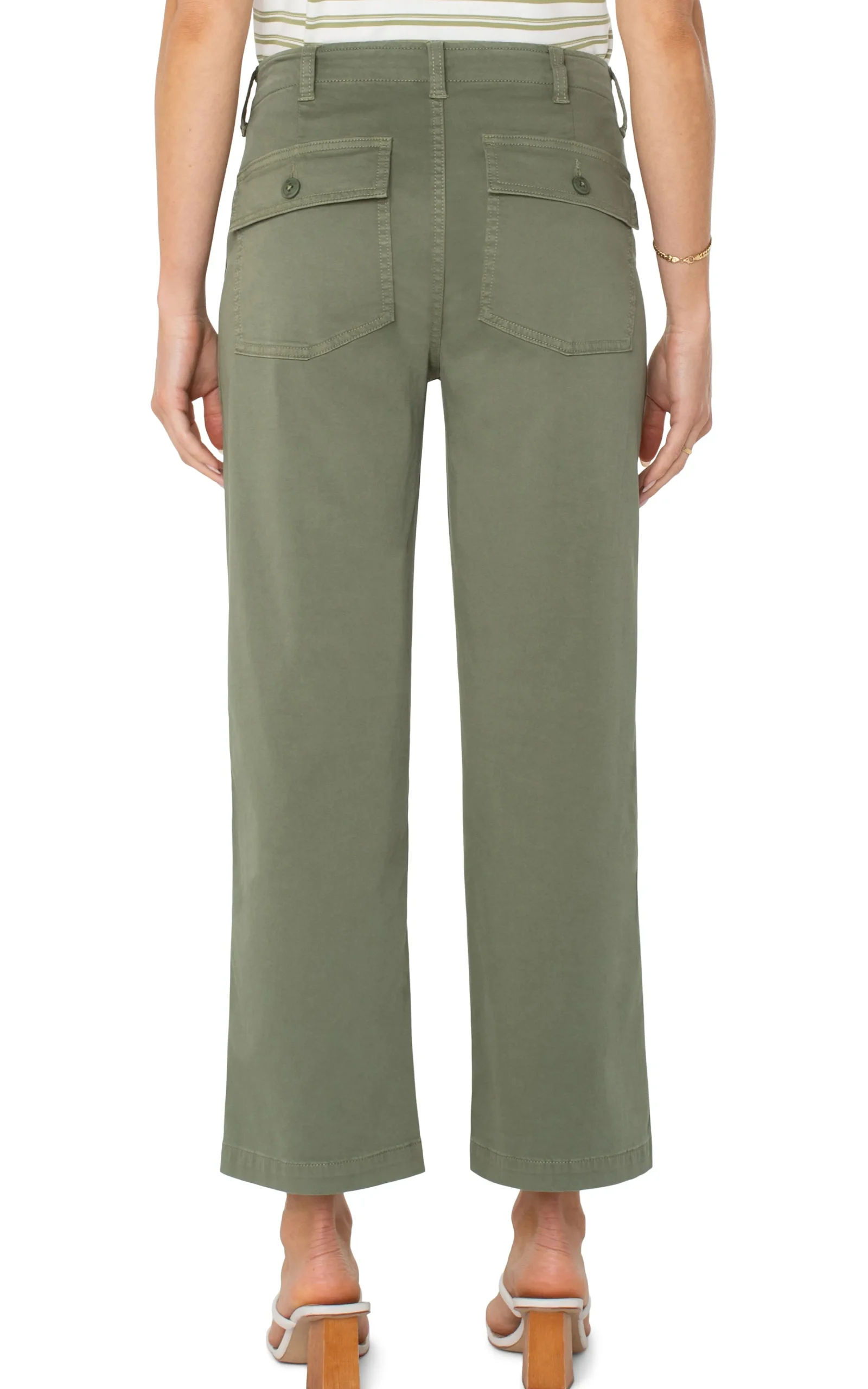 Liverpool Los Angeles Pants|Wide-Leg-CARGO WIDE LEG CROP Martiniolive