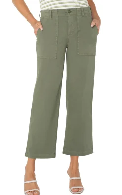 Liverpool Los Angeles Pants|Wide-Leg-CARGO WIDE LEG CROP Martiniolive