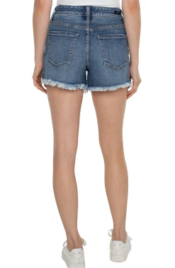 Liverpool Los Angeles Shorts|Shorts-CHRISTINE HI-RISE ECO A-LINE FRAY SHORT Claymont