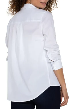 Liverpool Los Angeles Tops-CLASSIC BUTTON FRONT POPLIN SHIRT White